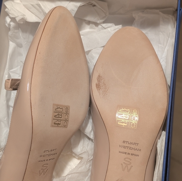 Stuart Weitzman FELICITY BLOCK PUMP 60 Nude Bow Block Heels Narrow 8.5 AA - Picture 10 of 12